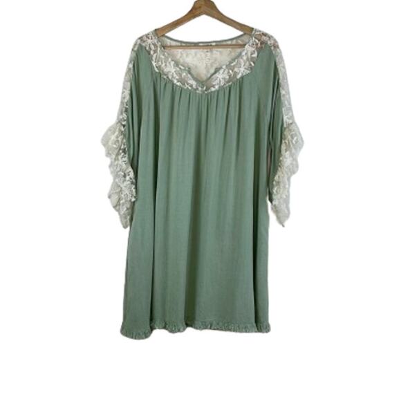 Umgee Dresses & Skirts - UMGEE Ruffle Lace Dress Mint Green Size M